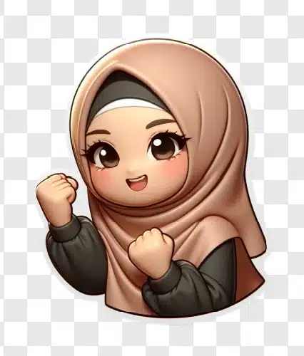 cheerful muslim girl fist pose