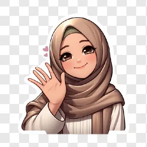cheerful muslim woman waving