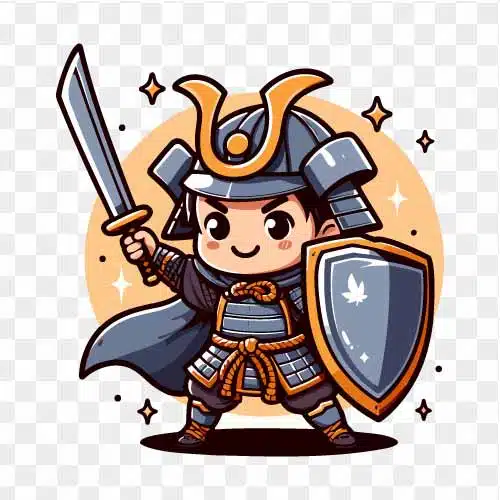 cute blue samurai warrior