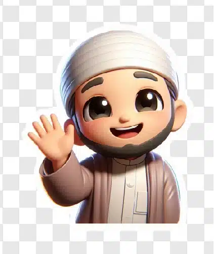 happy muslim child in islamic attire