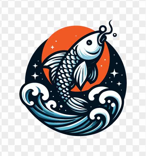 koi fish moon art