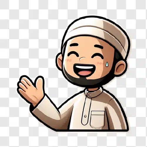 laughing muslim boy cartoon style