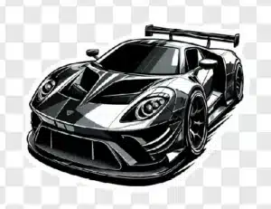 monochrome race car artwork