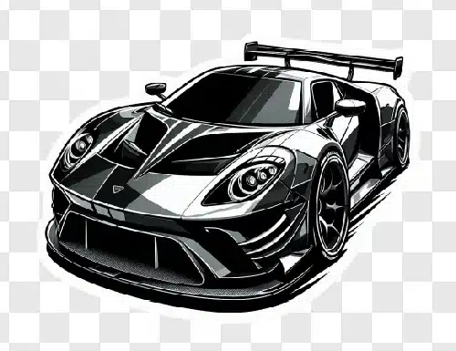 monochrome race car artwork