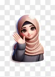 smiling hijabi girl waving
