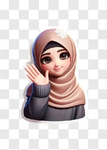 smiling hijabi girl waving