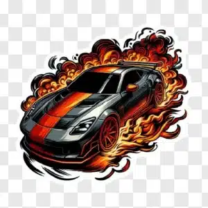 speed car with fire effects