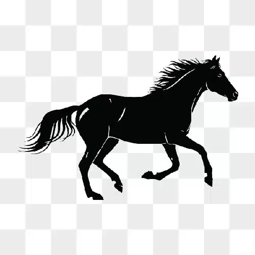 black silhouette of a galloping horse in motion