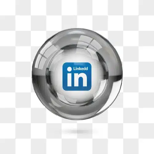 linkedin logo inside a glass sphere