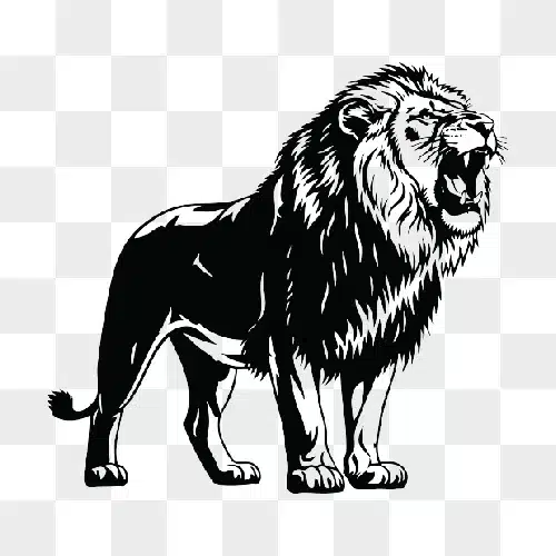 majestic lion roaring with fierce expression