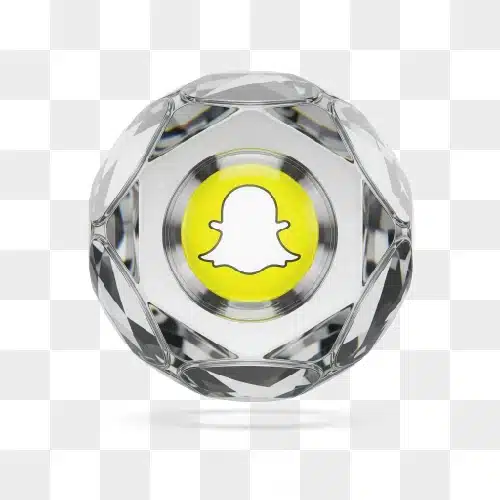 snapchat logo inside a crystal orb on a white background