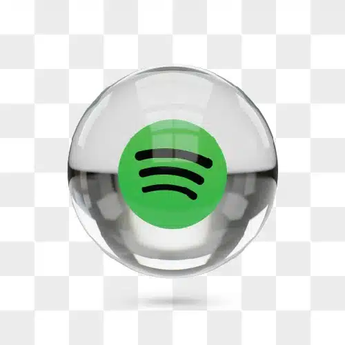 spotify logo inside a clear glass sphere