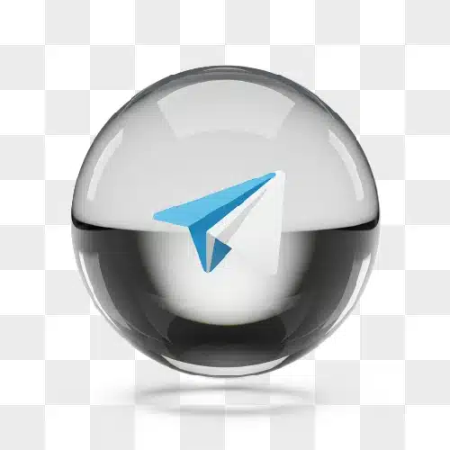 telegram logo inside a glass sphere
