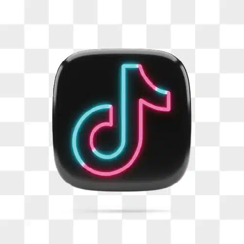 tiktok logo in neon lights on a black background