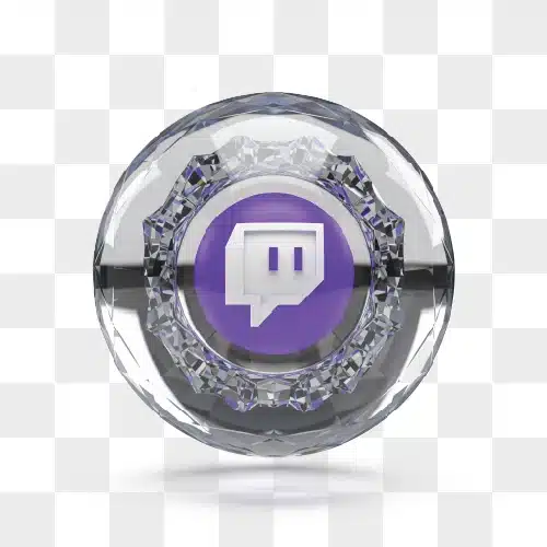 twitch logo inside a crystal ball with metallic accents
