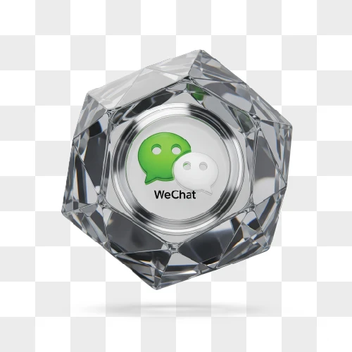 wechat logo inside a faceted crystal