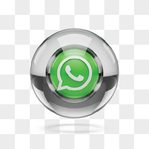 whatsapp logo icon in a clear glass sphere