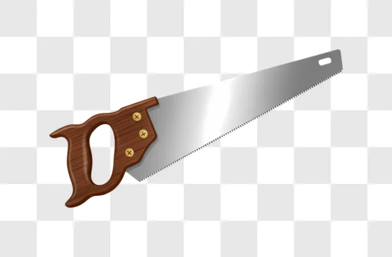 a classic wooden hand saw with a metal blade edited