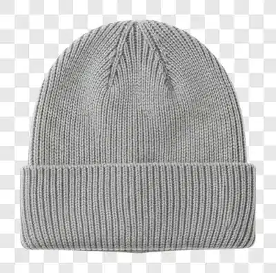 a simple gray ribbed knit beanie hat