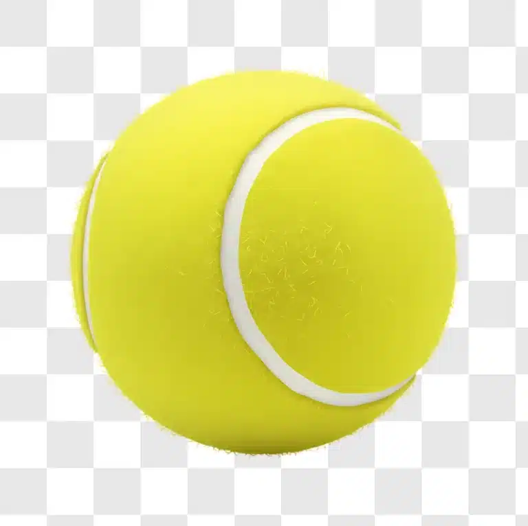 a bright yellow tennis ball with a white stripe edited