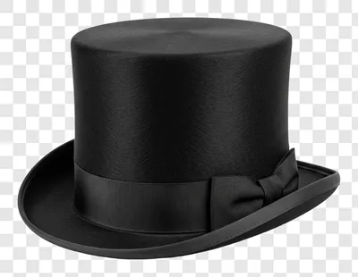 a classic black top hat with a satin ribbon and bow edited