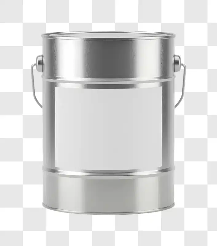a metallic paint can with a blank label edited