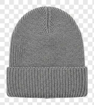 a plain grey knitted beanie hat for winter wear