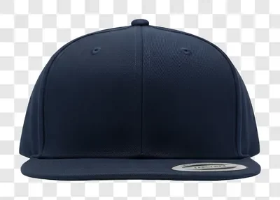 a plain navy blue snapback cap on a white background