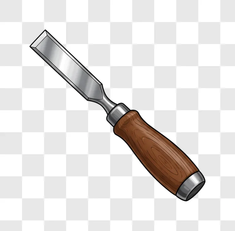 a sharp woodworking chisel with a wooden handle edited