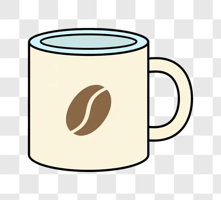 a simple illustration of a coffee mug with a coffee bean design edited