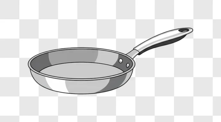 a simple illustration of a stainless steel frying pan with a handle edited