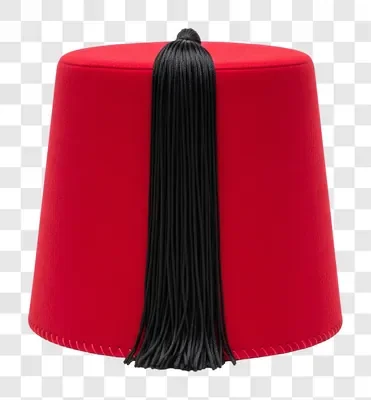 a traditional red fez hat with a black tassel