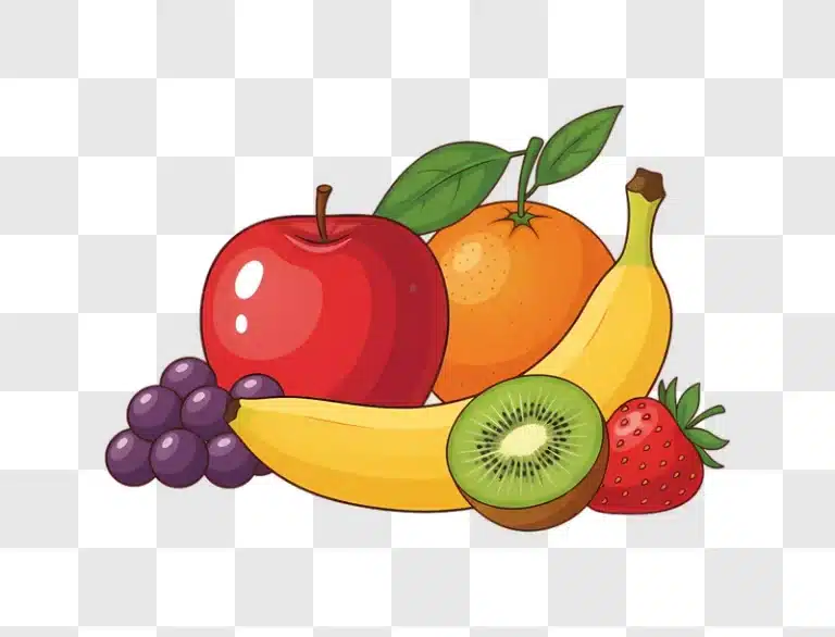 a vibrant assortment of fresh fruits including apple banana orange kiwi strawberry and grapes edited
