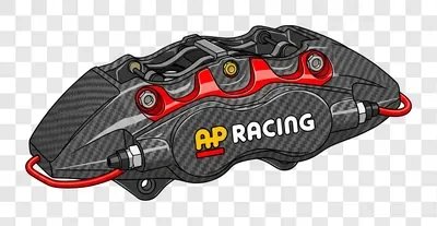 ap racing brake caliper illustration with carbon fiber texture