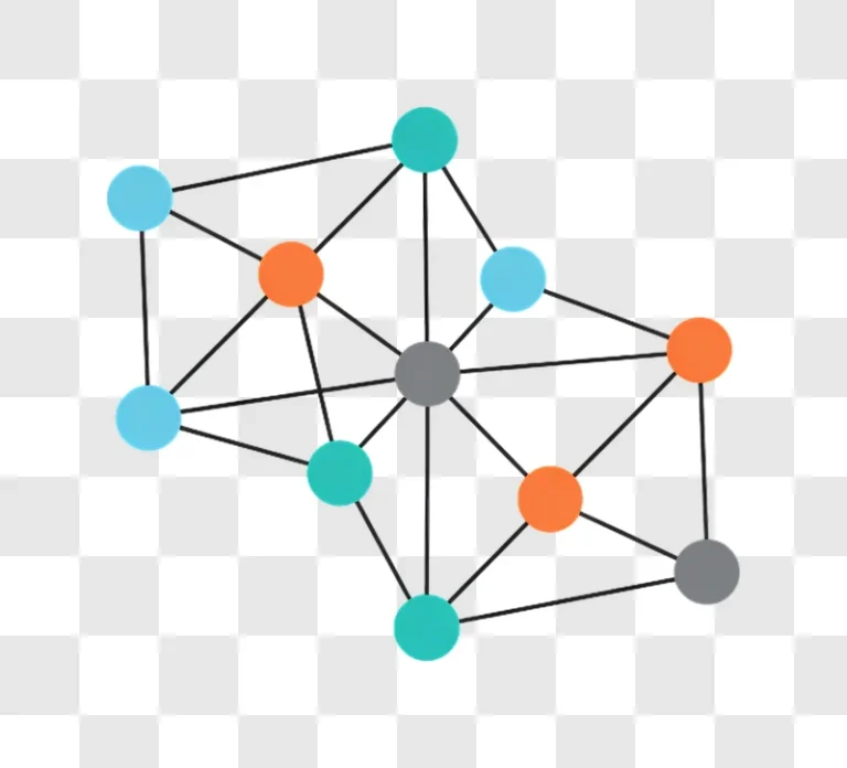 abstract network of connected nodes and lines edited