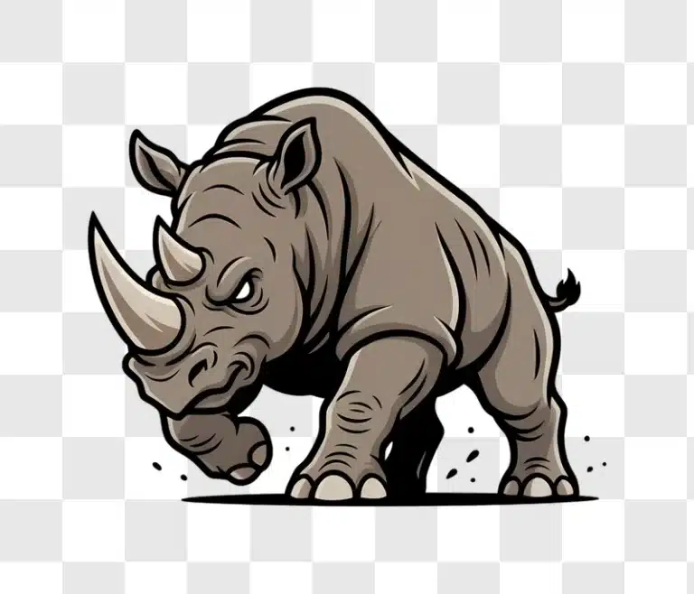 aggressive rhinoceros charging forward with determination edited