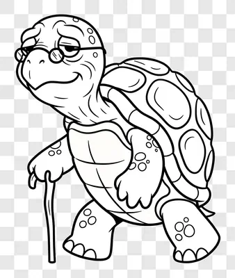 an old turtle with glasses and a cane walking slowly edited edited