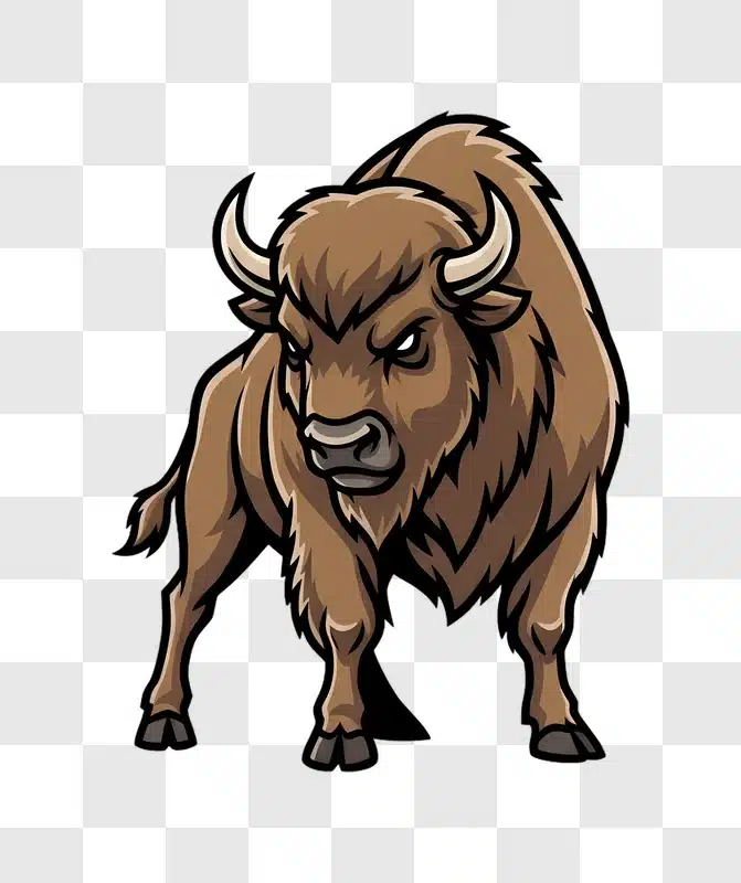 angry bison mascot cartoon illustration edited