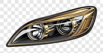automotive headlight design with golden accents