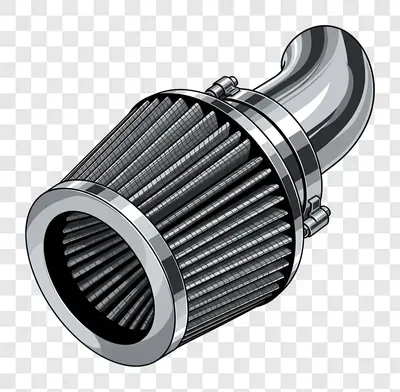 automotive performance air intake filter with chrome neck