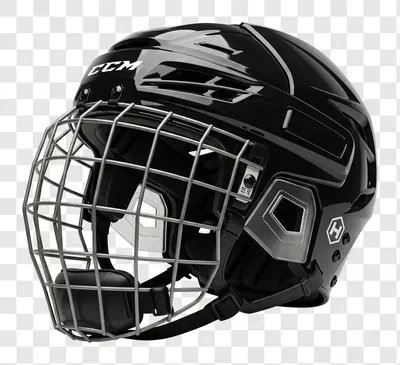black hockey helmet with face cage for player protection
