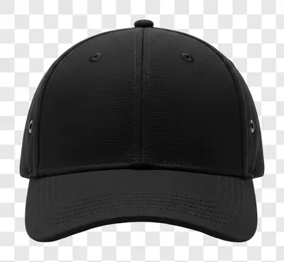 black baseball cap front view isolated on white background