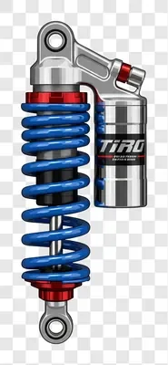 blue coilover shock absorber with silver reservoir