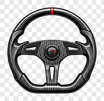 carbon fiber racing steering wheel with red accent