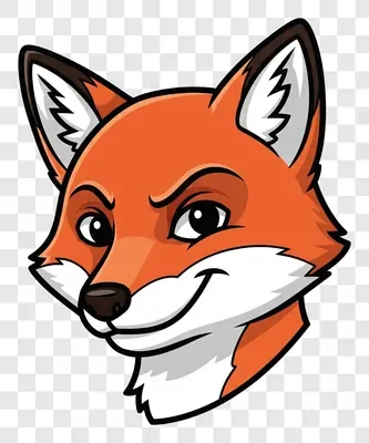 cartoon fox head illustration with sly expression