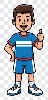 cartoon boy giving thumbs up in blue sports outfit edited edited