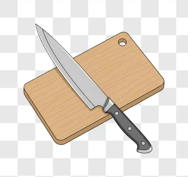 chef knife and cutting board illustration edited