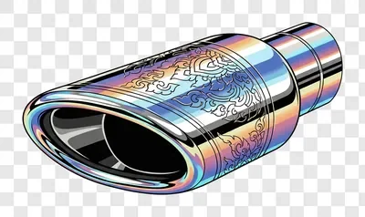 chrome exhaust tip with engraved pattern
