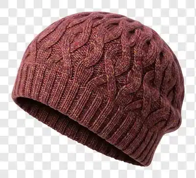 cozy cable knit beanie hat in rich burgundy color