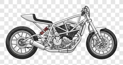 custom cafe racer motorcycle line art illustration edited edited
